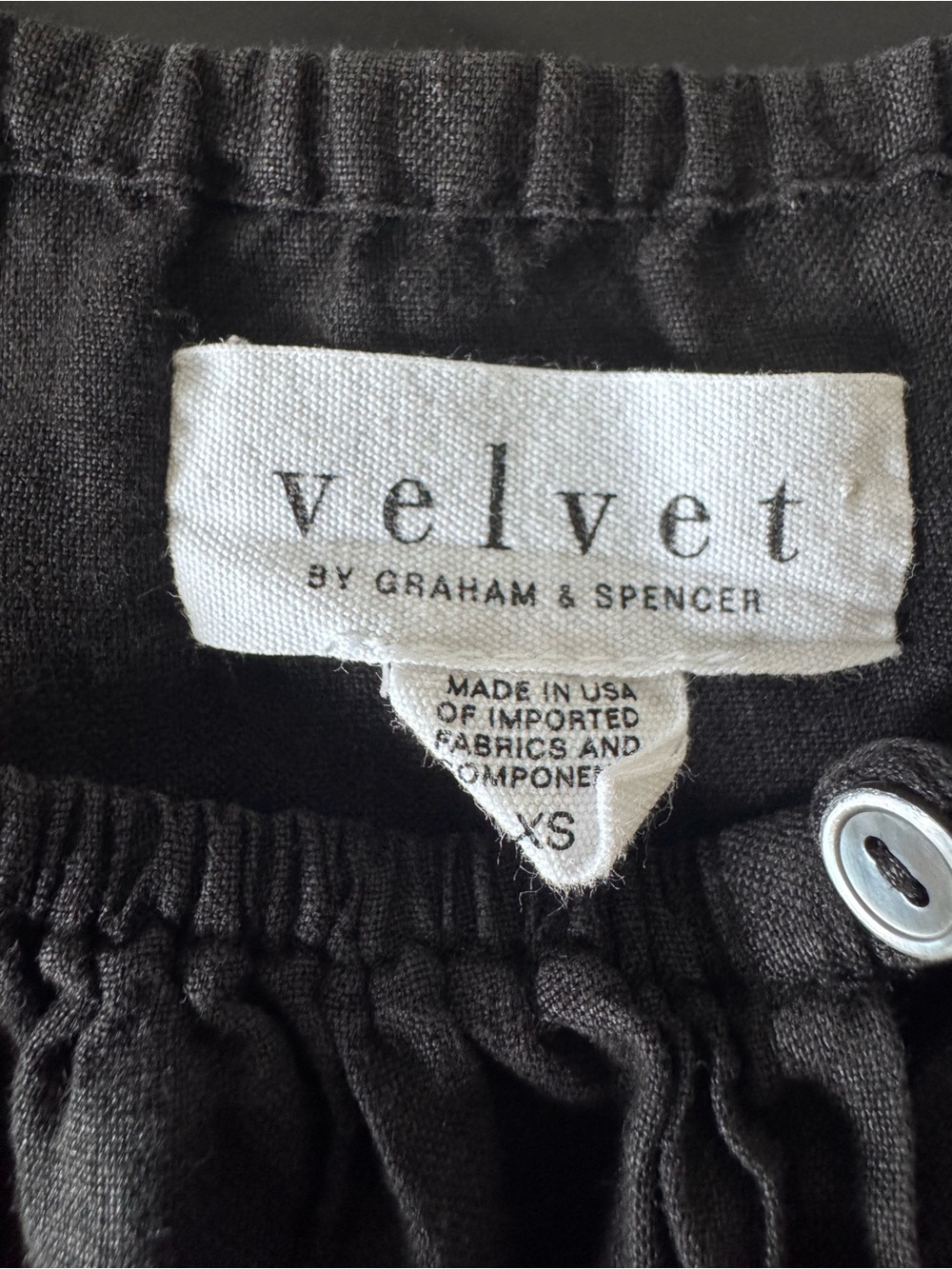 Velvet by Graham & Spencer Linen Black V-Neck Flutter Sleeve Blouse - Picture 9 of 11